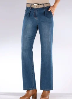 Discount BADER Jeans mit Bundfalten JEANSBLAU
