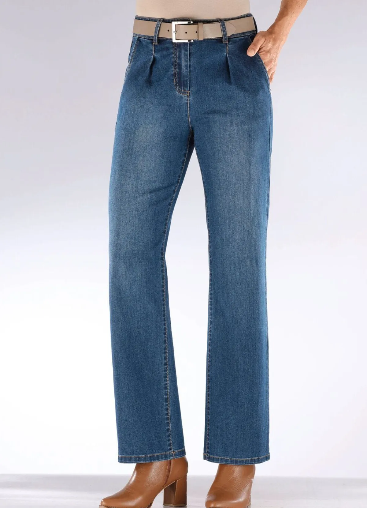 Discount BADER Jeans mit Bundfalten JEANSBLAU