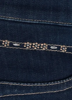 Hot COSMA Jeans mit dezenter Strasszier DUNKELBLAU