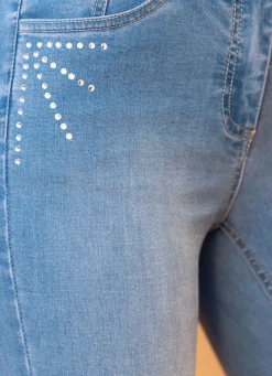 Online BADER Jeans mit extravaganter Strasszier HELLBLAU