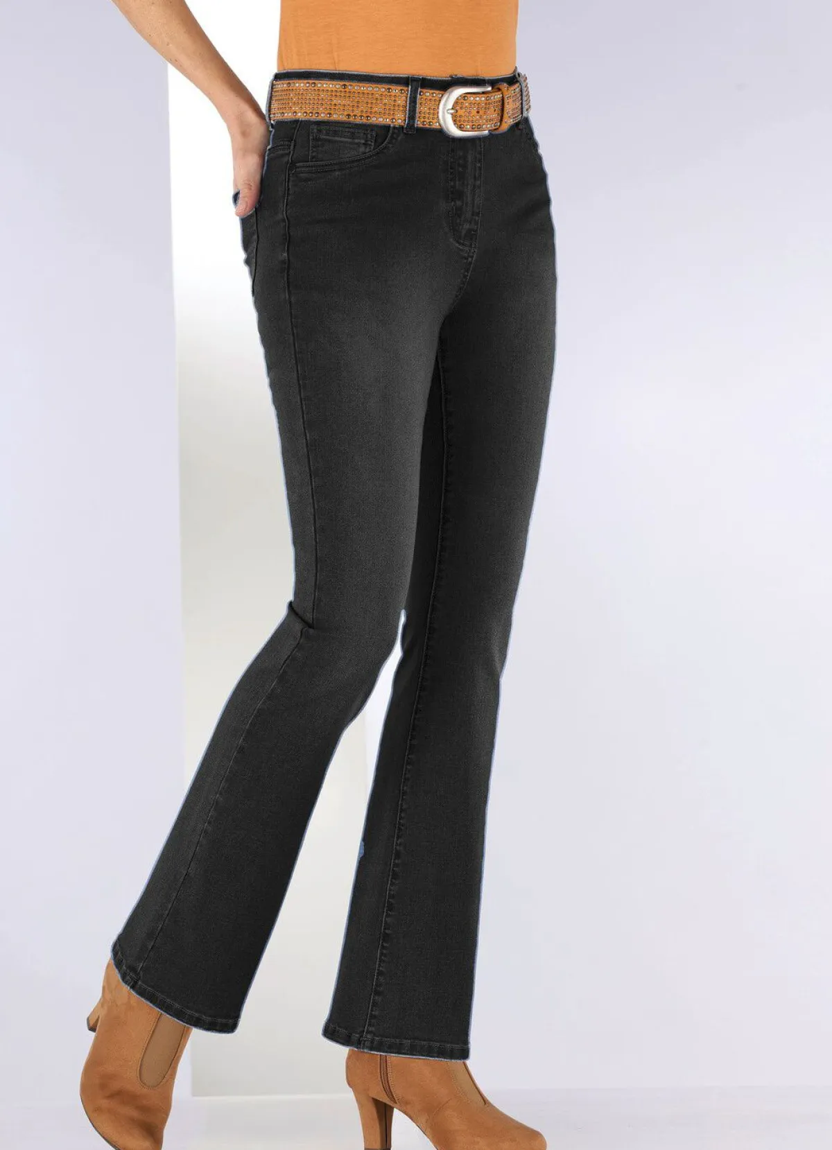 Best BADER Jeans mit leicht ausgestellter Beinweite SCHWARZ