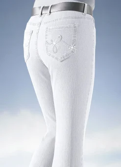 Outlet ASCARI Jeans mit Strasssteinchen WEISS