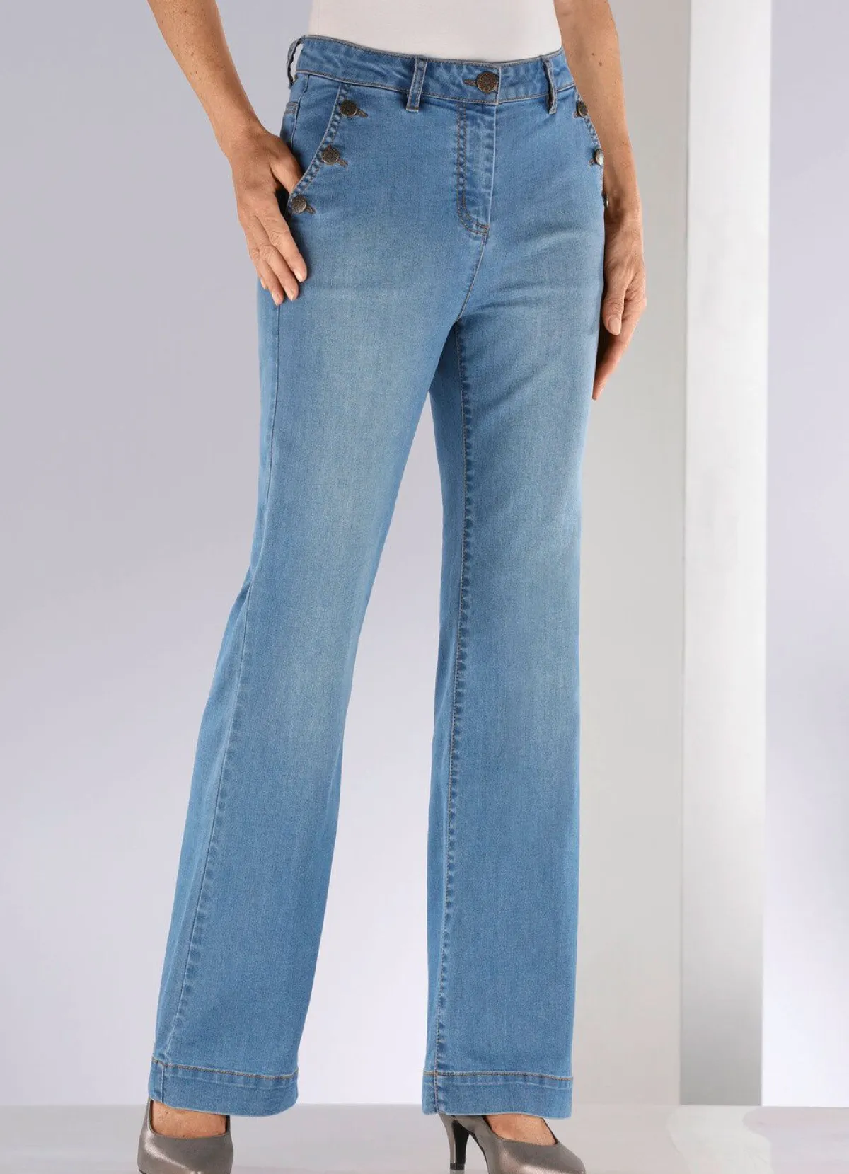Discount BADER Jeans mit trendigen Zierknöpfen JEANSBLAU