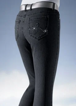 Hot ASCARI Jeans verziert mit funkelnden Strasssteinen SCHWARZ
