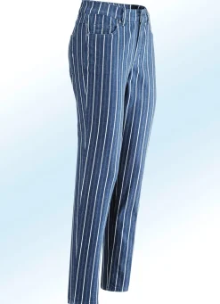 Sale BADER Jeans in aparter Streifendessinierung JEANSBLAU-ECRU