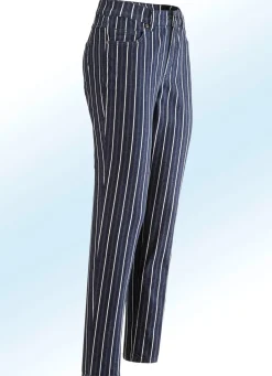 Best BADER Jeans in aparter Streifendessinierung DUNKELBLAU-ECRU