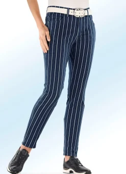 Best BADER Jeans in aparter Streifendessinierung DUNKELBLAU-ECRU
