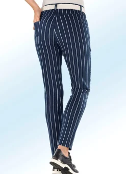 Best BADER Jeans in aparter Streifendessinierung DUNKELBLAU-ECRU