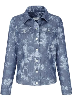 Discount BADER Jeansjacke mit Knopfleiste BLAU-WEISS