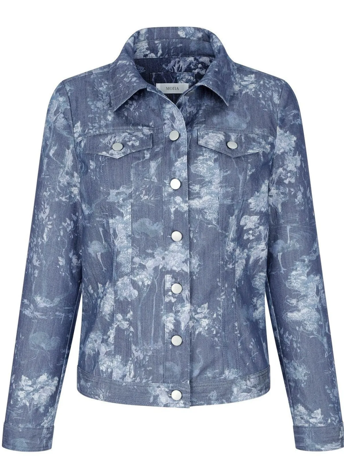 Discount BADER Jeansjacke mit Knopfleiste BLAU-WEISS