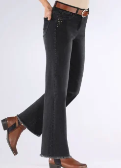 Best BADER Jeans mit angesagtem Fransensaum SCHWARZ