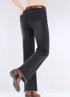 Best BADER Jeans mit angesagtem Fransensaum SCHWARZ
