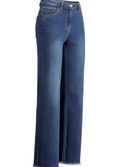 Discount BADER Jeans mit angesagtem Fransensaum DUNKELBLAU