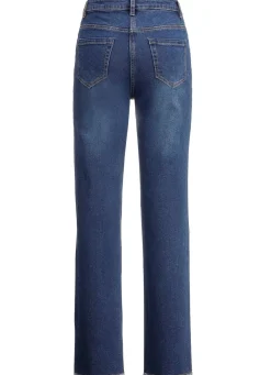 Discount BADER Jeans mit angesagtem Fransensaum DUNKELBLAU