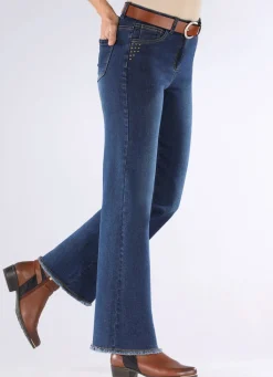 Discount BADER Jeans mit angesagtem Fransensaum DUNKELBLAU