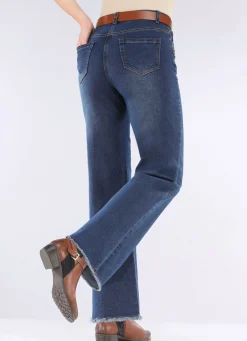 Discount BADER Jeans mit angesagtem Fransensaum DUNKELBLAU