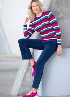 Discount BADER Jeans mit angesagtem Fransensaum DUNKELBLAU
