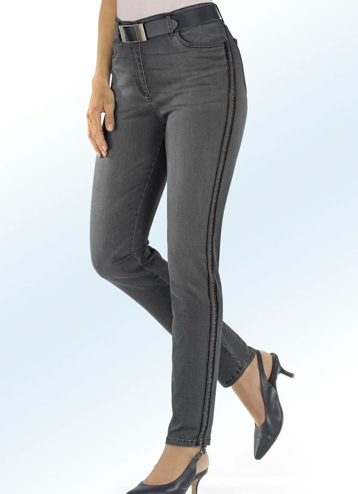 Sale BADER Jeans mit angesagtem Galonstreifen GRAFIT