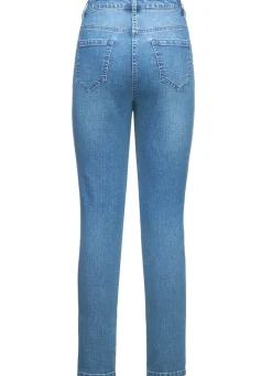 Online BADER Jeans mit floralen Lochstickereien und Strasssteinchen HELLBLAU