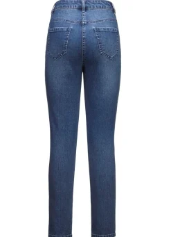 Discount BADER Jeans mit floralen Lochstickereien und Strasssteinchen JEANSBLAU