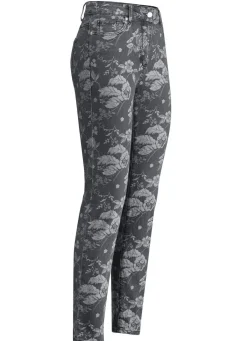Online BADER Jeans mit floraler Dessinierung ANTHRAZIT-GRAU