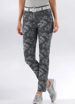 Online BADER Jeans mit floraler Dessinierung ANTHRAZIT-GRAU