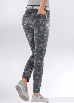 Online BADER Jeans mit floraler Dessinierung ANTHRAZIT-GRAU