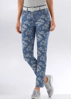 Sale BADER Jeans mit floraler Dessinierung JEANSBLAU-BLAU