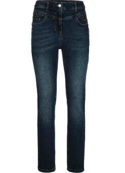 Clearance BADER Jeans mit Glitzersteinchen und Ziernähten BLAU