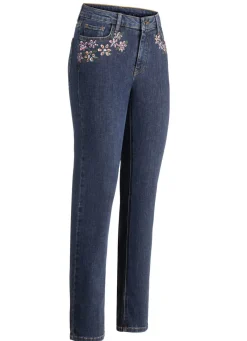 Sale BADER Jeans mit handbemalten, floralen Motiven DUNKELBLAU