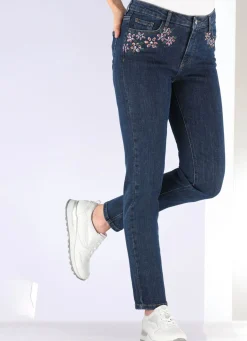 Sale BADER Jeans mit handbemalten, floralen Motiven DUNKELBLAU