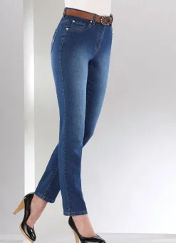 Online BADER Jeans mit schönen Stickereien und funkelnden Strassteinen JEANSBLAU