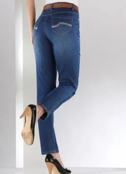 Online BADER Jeans mit schönen Stickereien und funkelnden Strassteinen JEANSBLAU