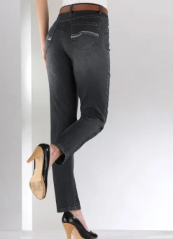 Clearance BADER Jeans mit schönen Stickereien und funkelnden Strassteinen GRAFIT