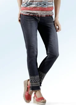 New BADER Jeans mit Stickerei im Ethno-Stil ANTHRAZIT