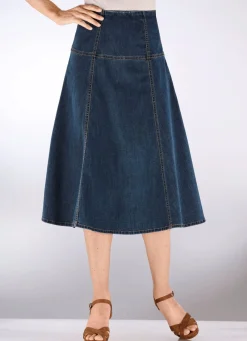 Outlet BADER Jeans-Rock mit kontrastfarbenen Teilungsnähten DUNKELBLAU