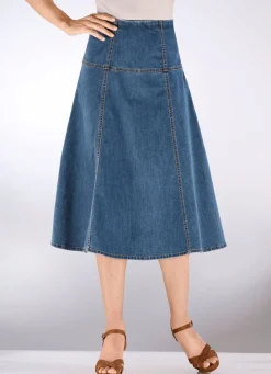Discount BADER Jeans-Rock mit kontrastfarbenen Teilungsnähten JEANSBLAU