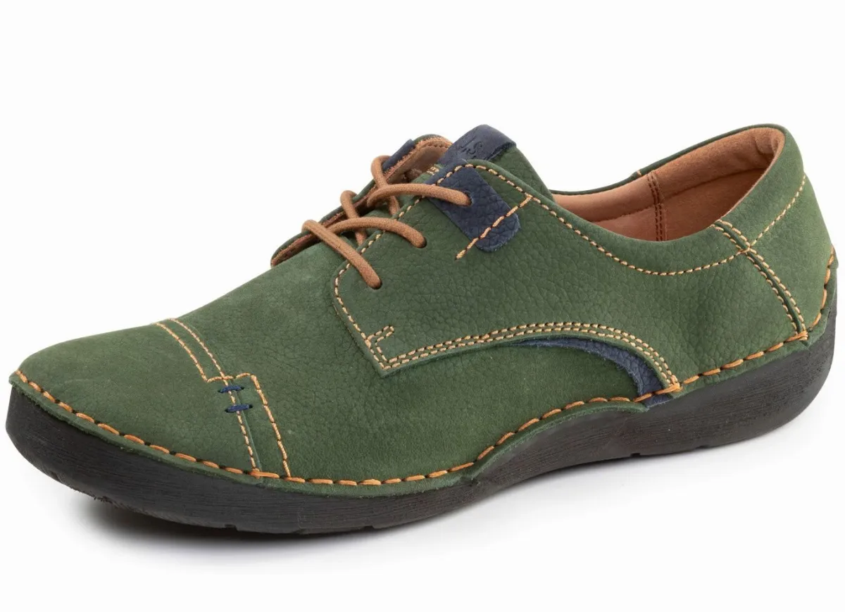 Sale JOSEF SEIBEL , klassische Damen-Schnürschuhe, Weite G, mit herausnehmbarem Fußbett GRÜN-MARINE
