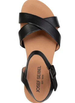 Outlet JOSEF SEIBEL , leichte Damen-Sandalen, Weite G, aus Leder SCHWARZ