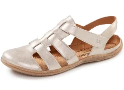 Hot JOSEF SEIBEL , schicke Damen-Sandalen, Weite G, mit Klettverschluss MATTSILBER