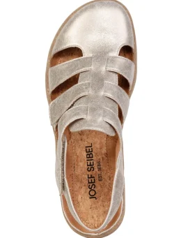 Hot JOSEF SEIBEL , schicke Damen-Sandalen, Weite G, mit Klettverschluss MATTSILBER