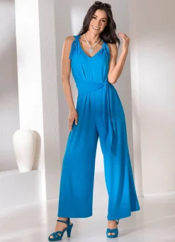 Sale laurakent Jumpsuit mit angenähtem Hüftbindegürtel in 3 Farben AZURBLAU