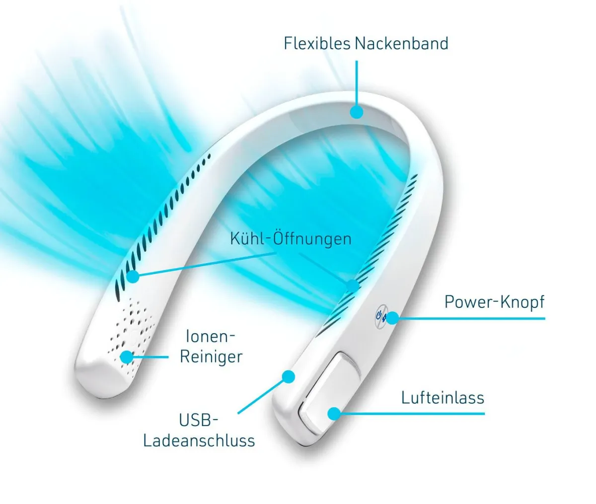 Sale LIVINGTON Kabelloser Cool2Go-Luftkühler zum Umhängen WEISS