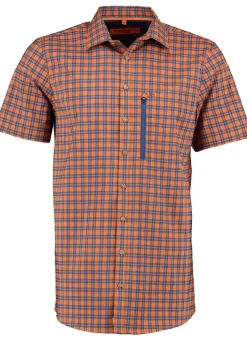 Best BADER Kariertes Funktions-Hemd in 3 Farben ORANGE-MARINE KARIERT