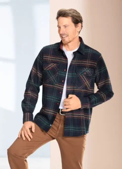 Best MILANO ITALY Kariertes Overshirt von "" MARINE-GRÜN-TERRAKOTTA