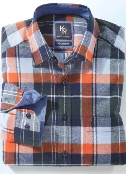 Online BADER "King's Road"-Flanellhemd in 6 Farben GRÜN-MARINE-TERRAKOTTA KARIERT