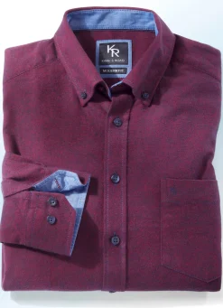 Hot BADER "King's Road"-Flanellhemd in 6 Farben BORDEAUX MELIERT