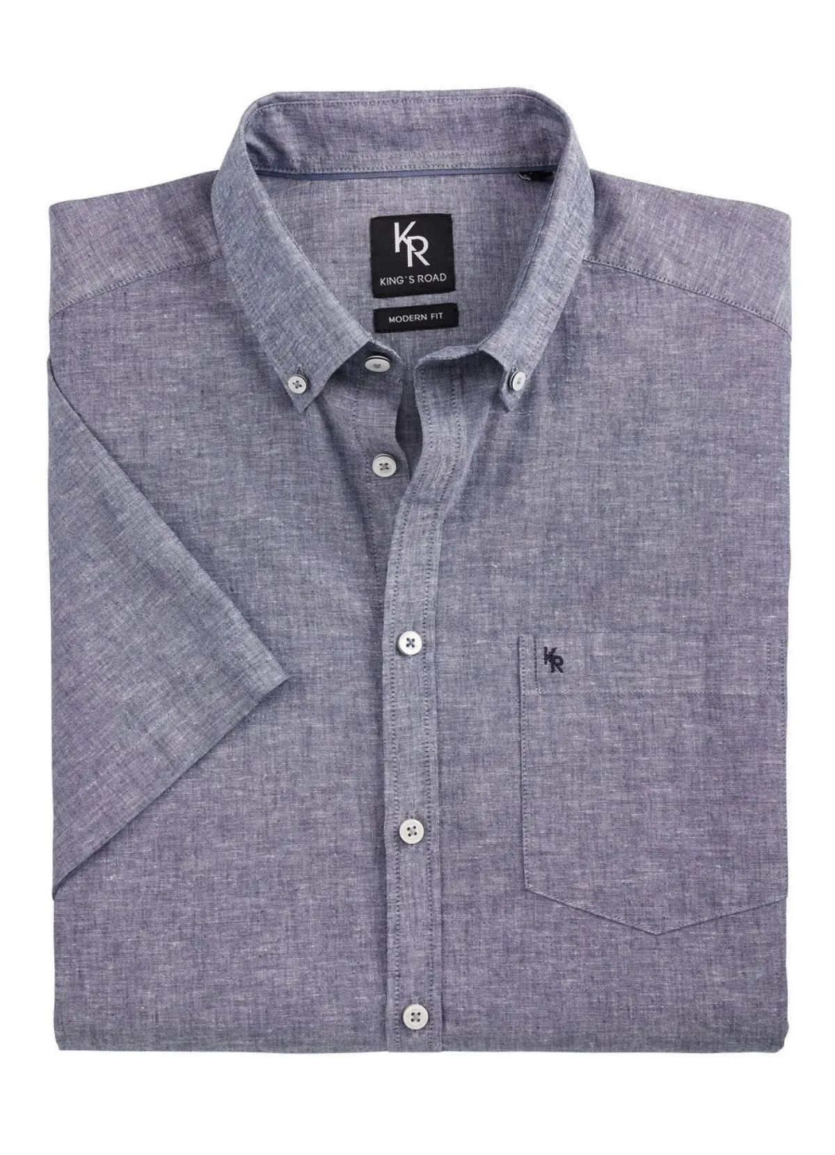 Discount BADER "King's Road"-Hemd mit Button-Down-Kragen in 4 Farben DUNKELBLAU MELIERT