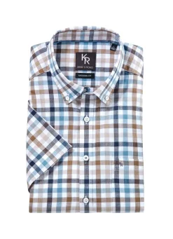 Hot BADER "King's Road"-Hemd mit Button-Down-Kragen in 4 Farben PETROL-MARINE KARIERT