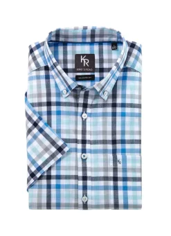 Discount BADER "King's Road"-Hemd mit Button-Down-Kragen in 4 Farben MARINE-BLAU KARIERT